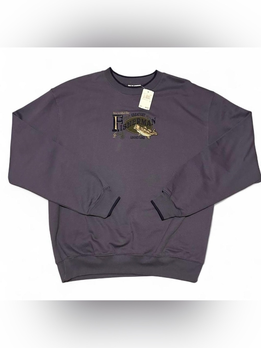 Vintage Men's Embroidered Fisherman Graphic Crewneck - DeadStock w/ tags